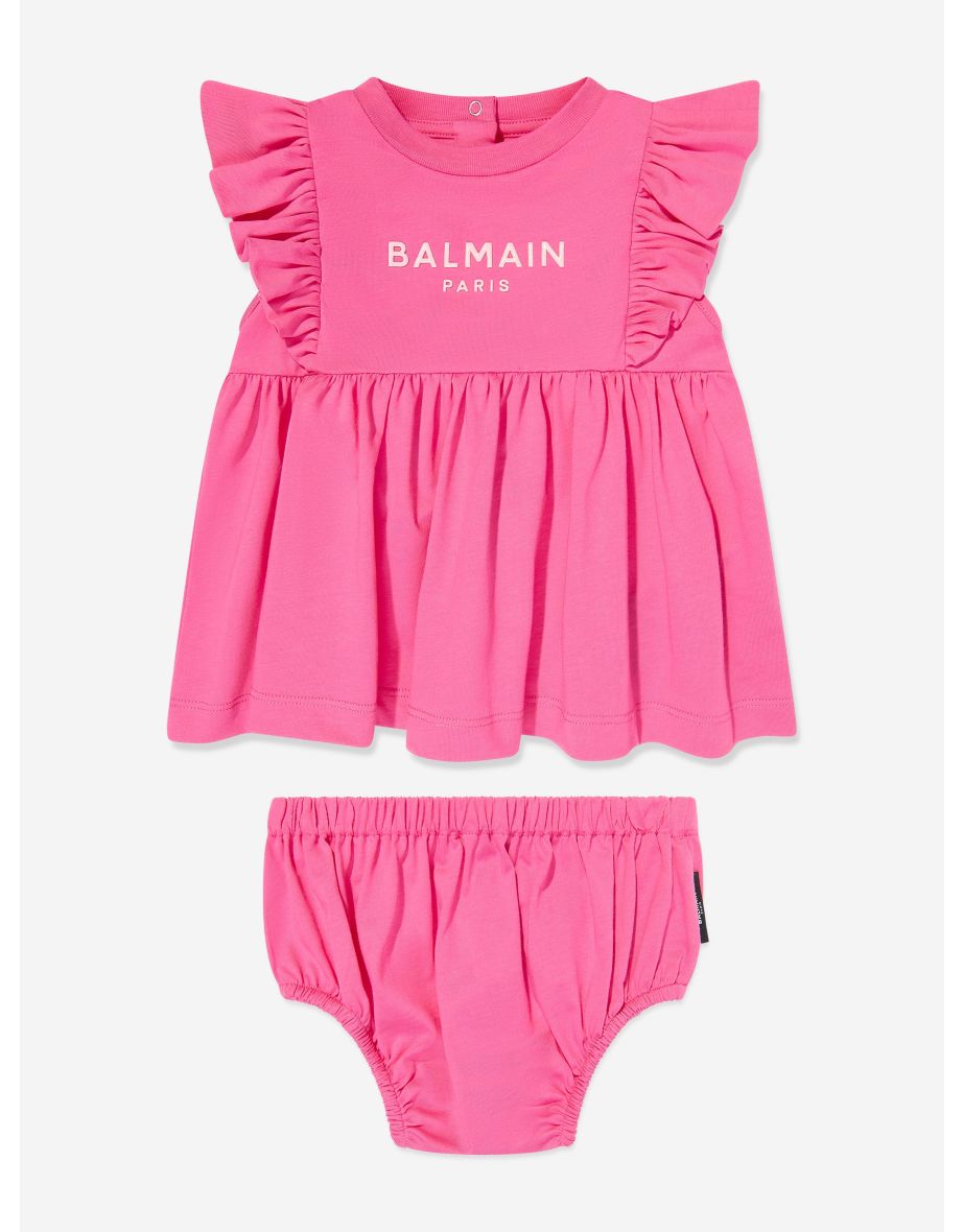 Balmain Baby Girls Jersey Dress with Knickers in Pink