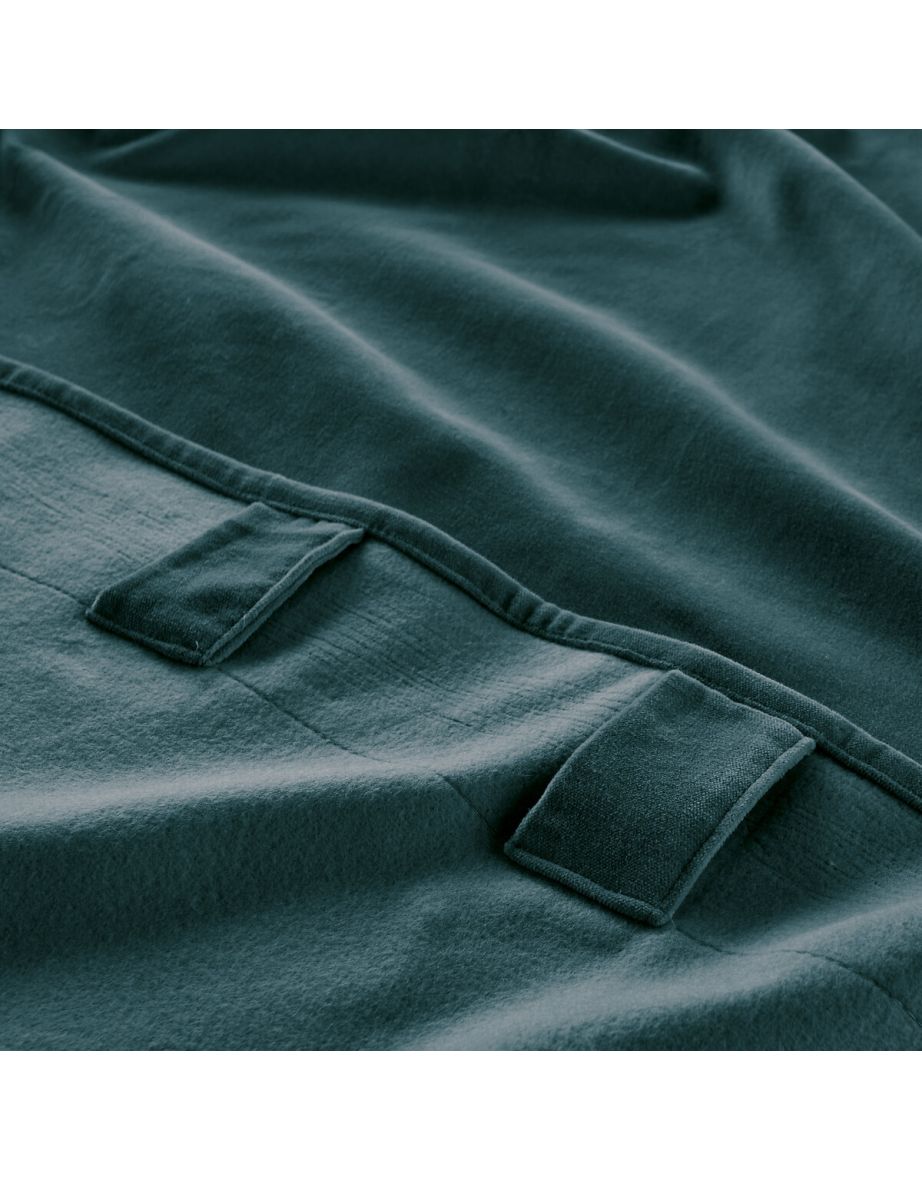 Velvet 100% Cotton Thermal Curtain with Hidden Tabs - 2