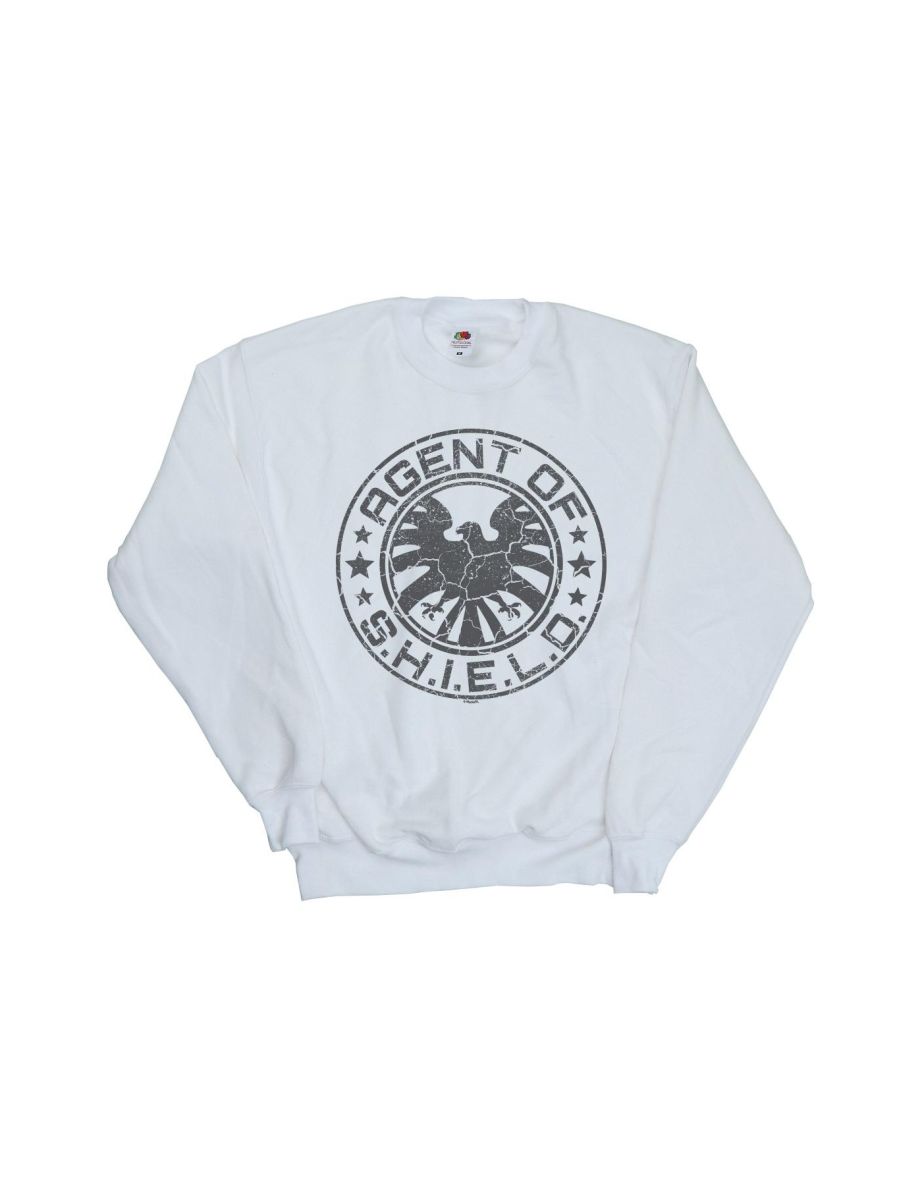 Marvel Boys Avengers Shield Beaten Circle Sweatshirt - White - 1