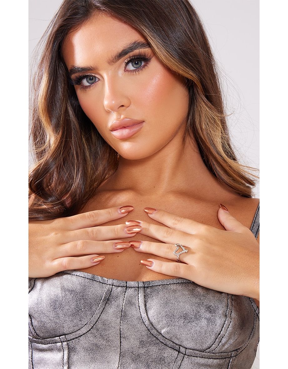 Silver Molten Heart Ring