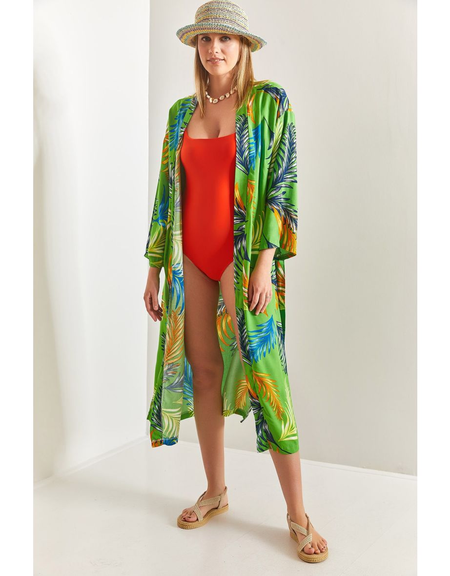 Women's Multi Pattern Belted Kimono