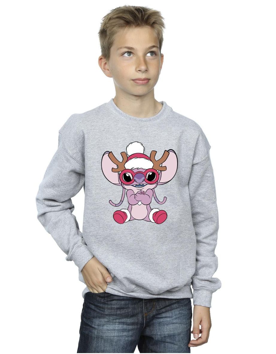 Disney Boys Lilo & Stitch Angel Reindeer Sweatshirt - Sports Grey