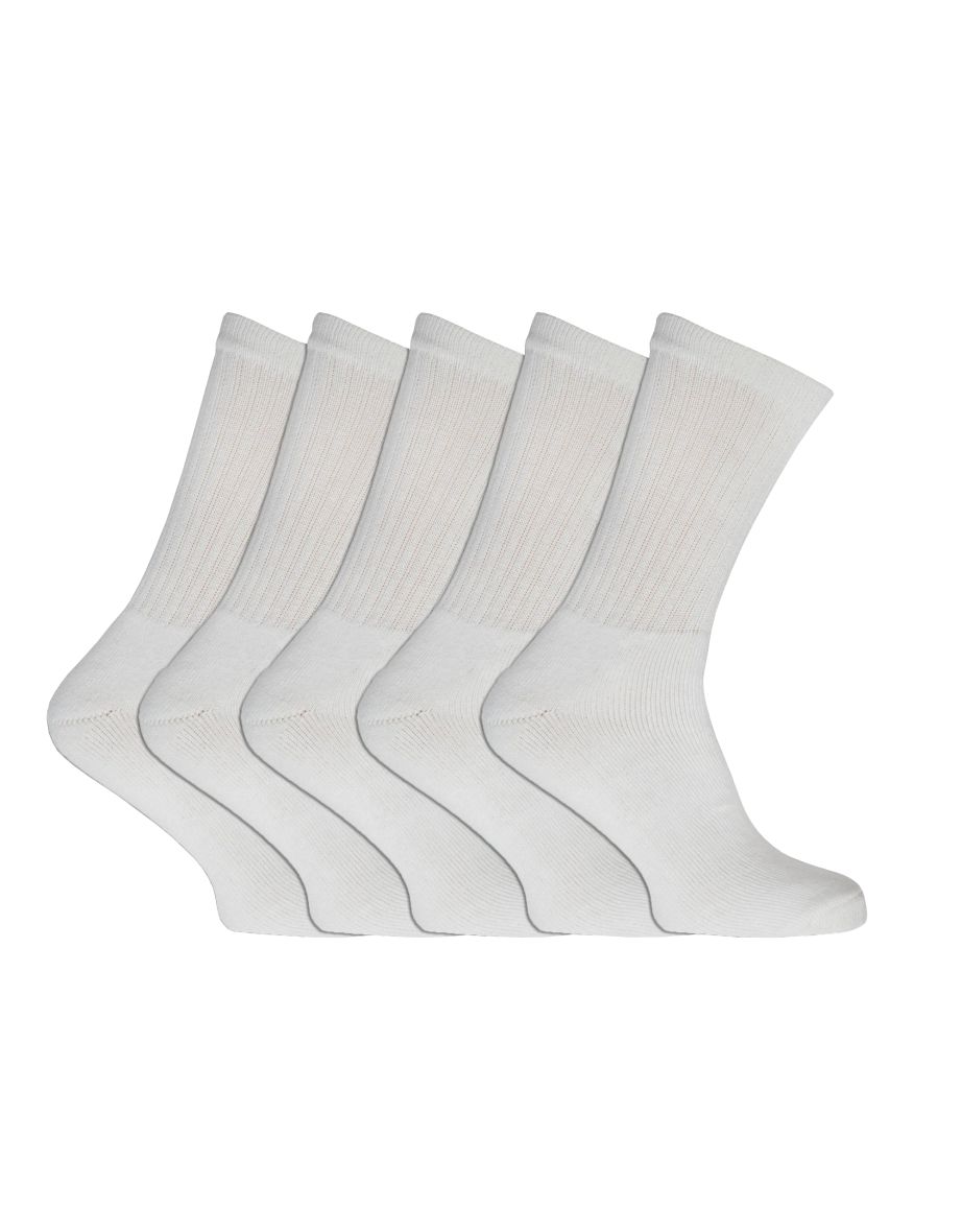 Mens Plain Sports Socks (Pack Of 5) - White