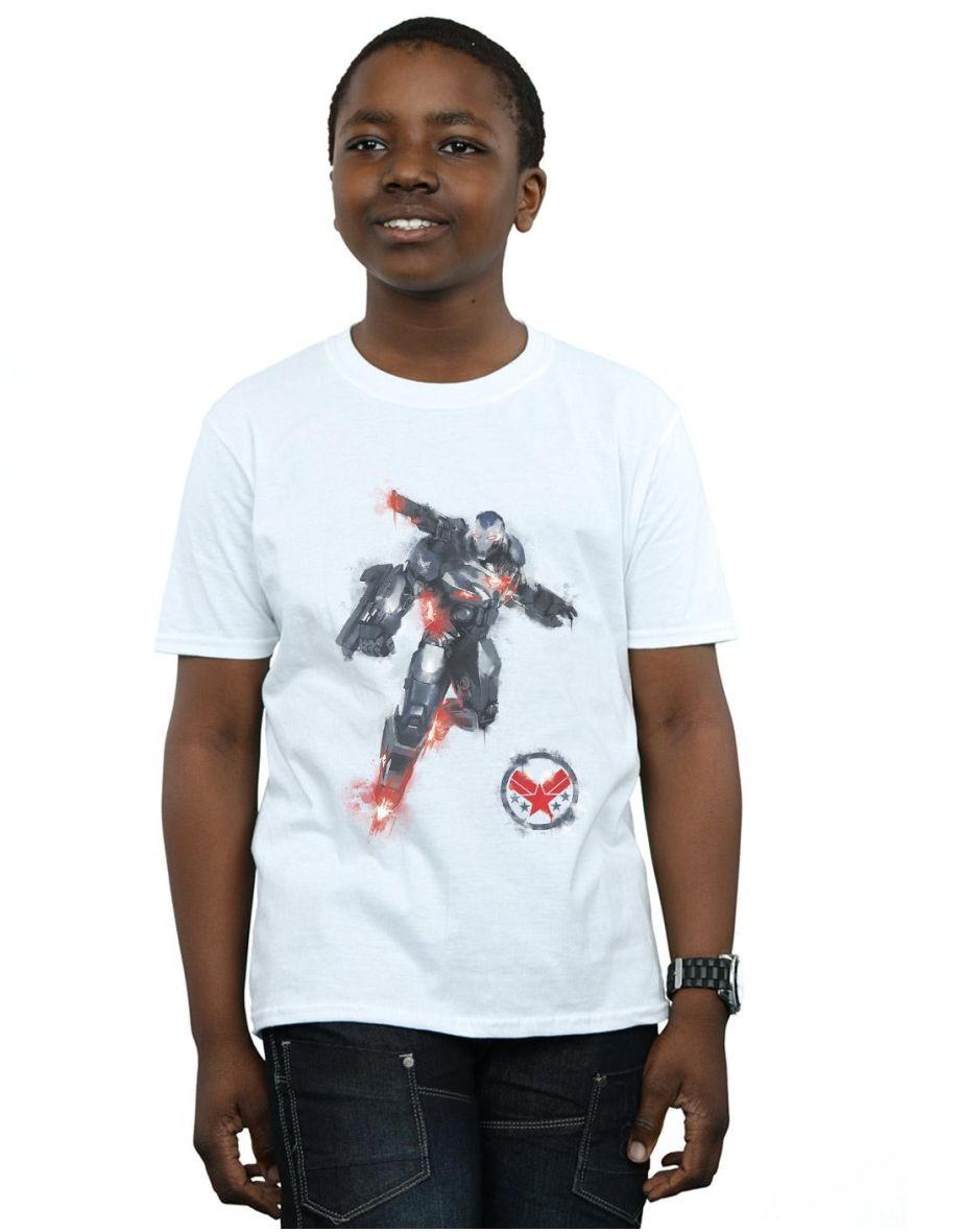 Marvel Boys Avengers Endgame Painted War Machine T-Shirt - White