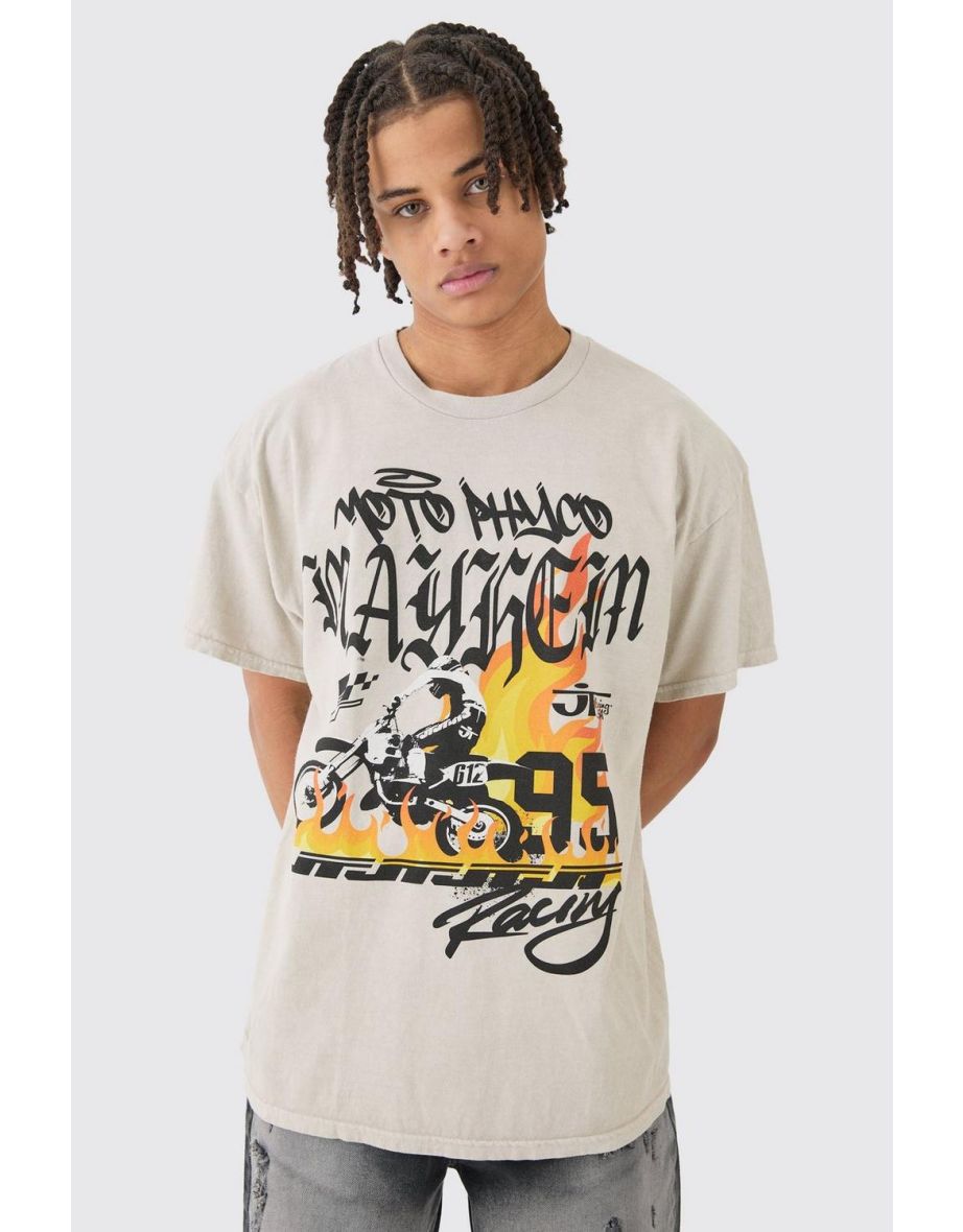 Loose Honda Moto Racing License T-shirt - stone