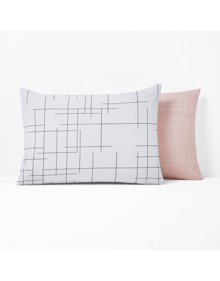 CHARLINE Graphic Print Reversible Cotton Pillowcase - 2