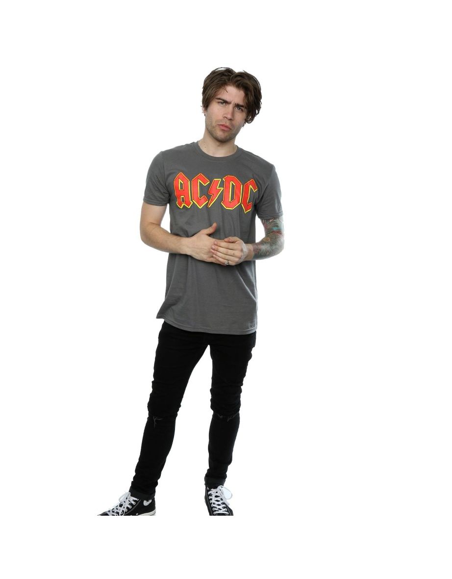 AC/DC Mens Logo Cotton T-Shirt - Charcoal - 3