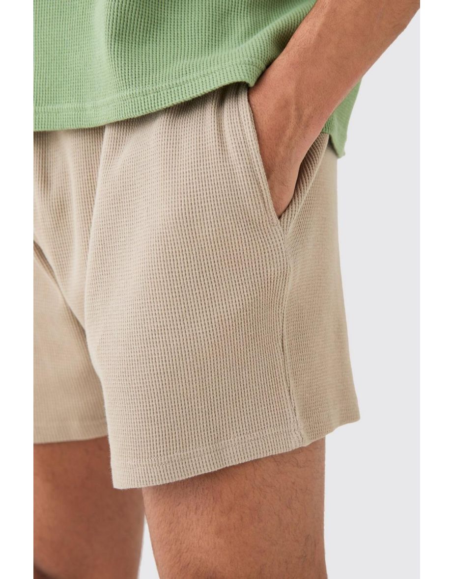 Relaxed Short Length Waffle Short - taupe - 2