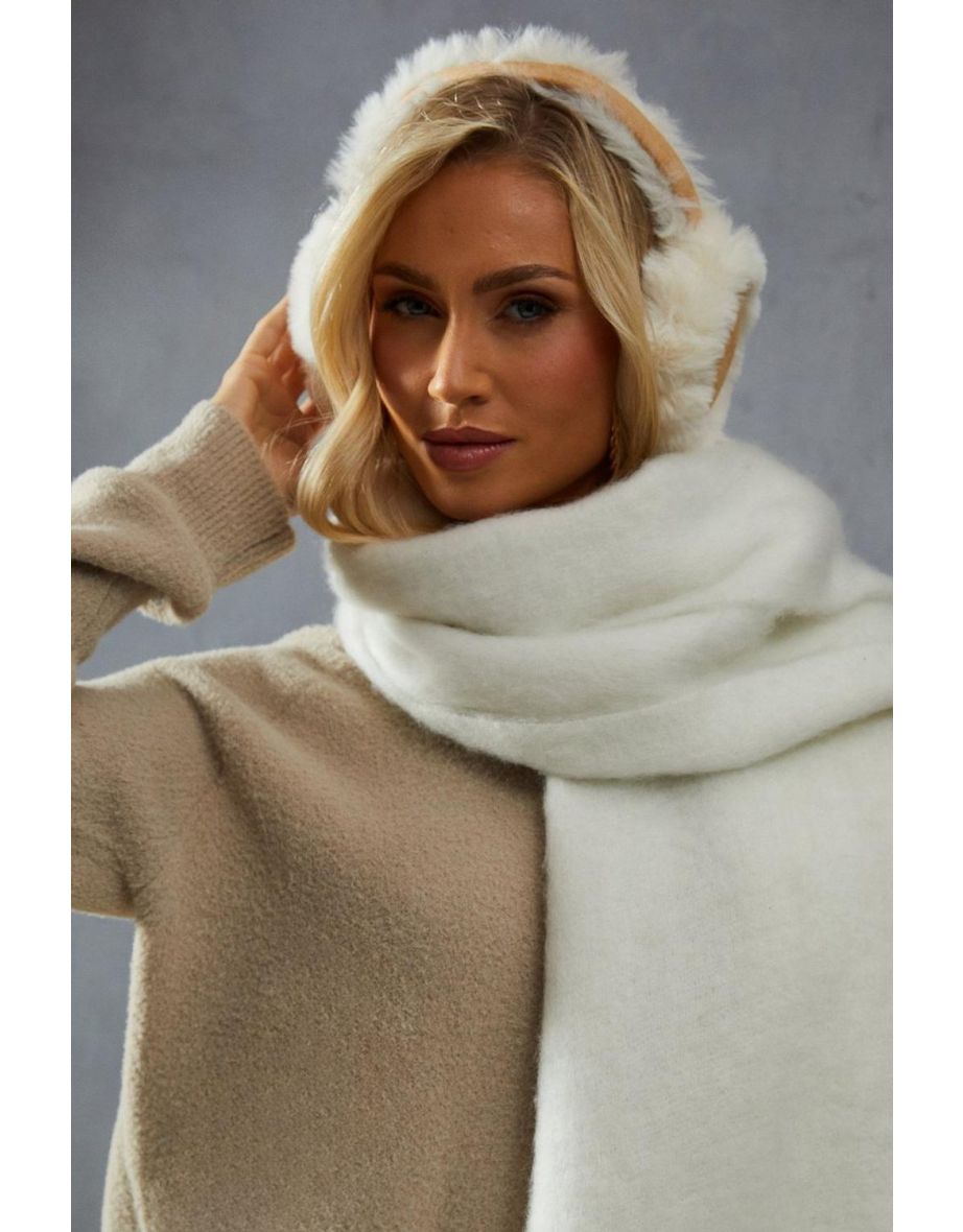 Faux Fur Trim Ear Muffs - 1