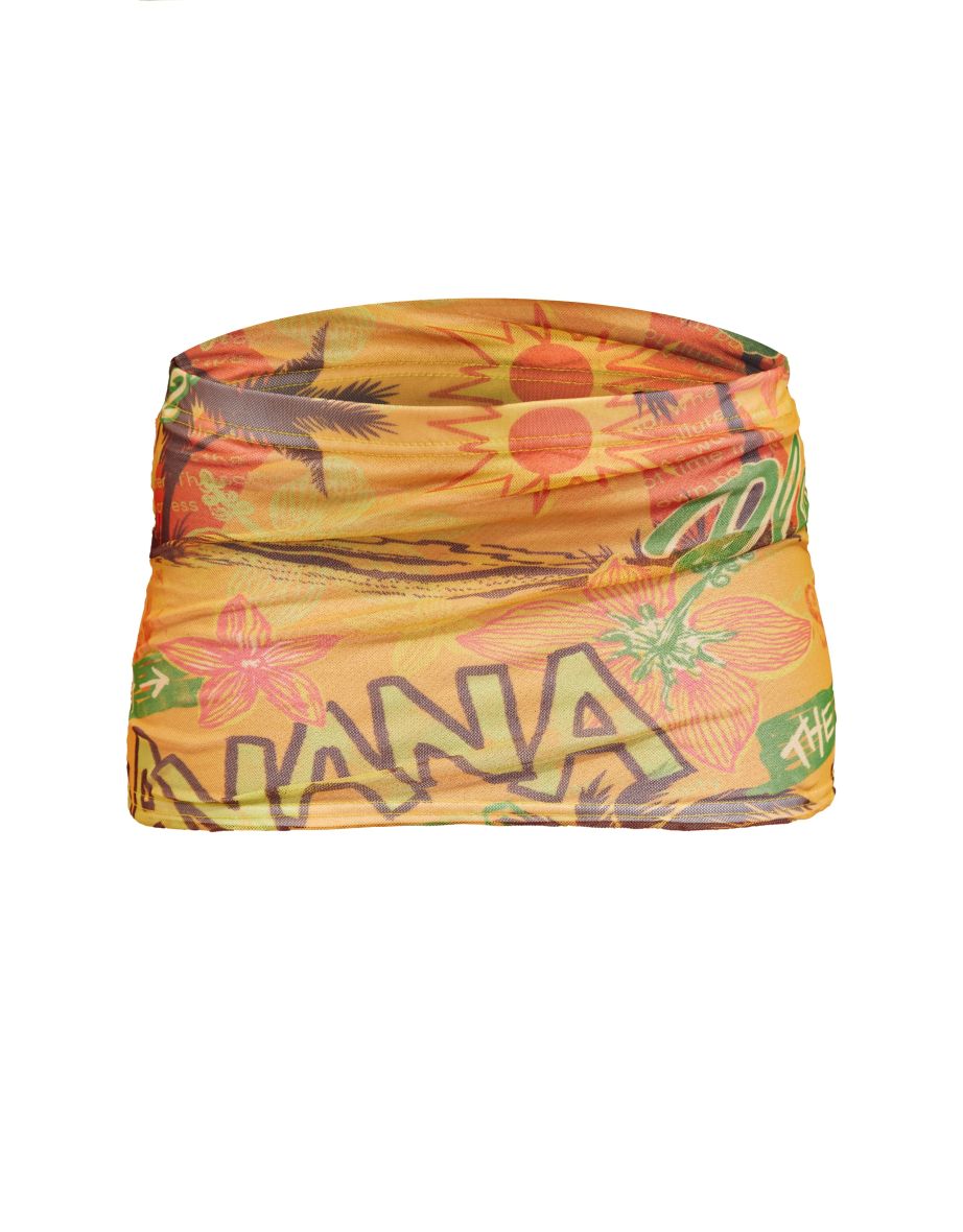 Orange Havana Print Lined Mesh Mini Skirt - 5