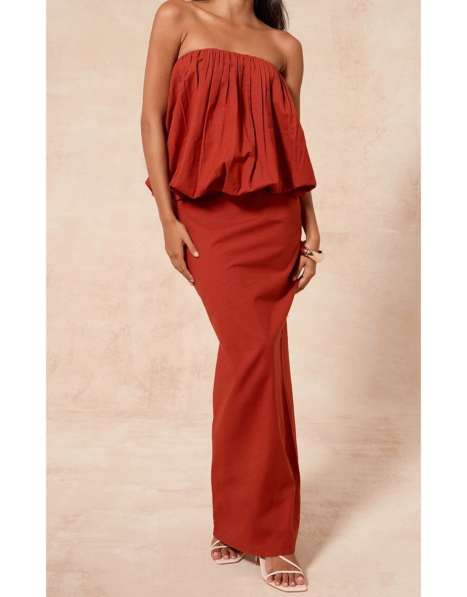 Rust A Line Maxi Skirt