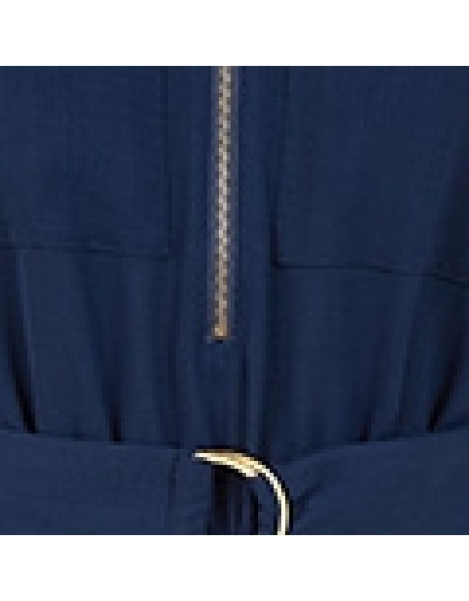 Yumi Navy Utility Jumpsuit With Zip And Belt Detail - 5