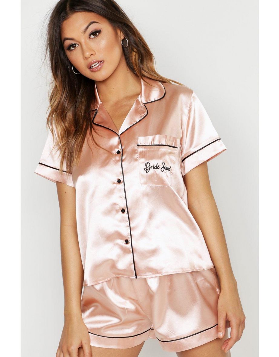'Bride Squad' Satin Embroidered Set - rose gold - 3