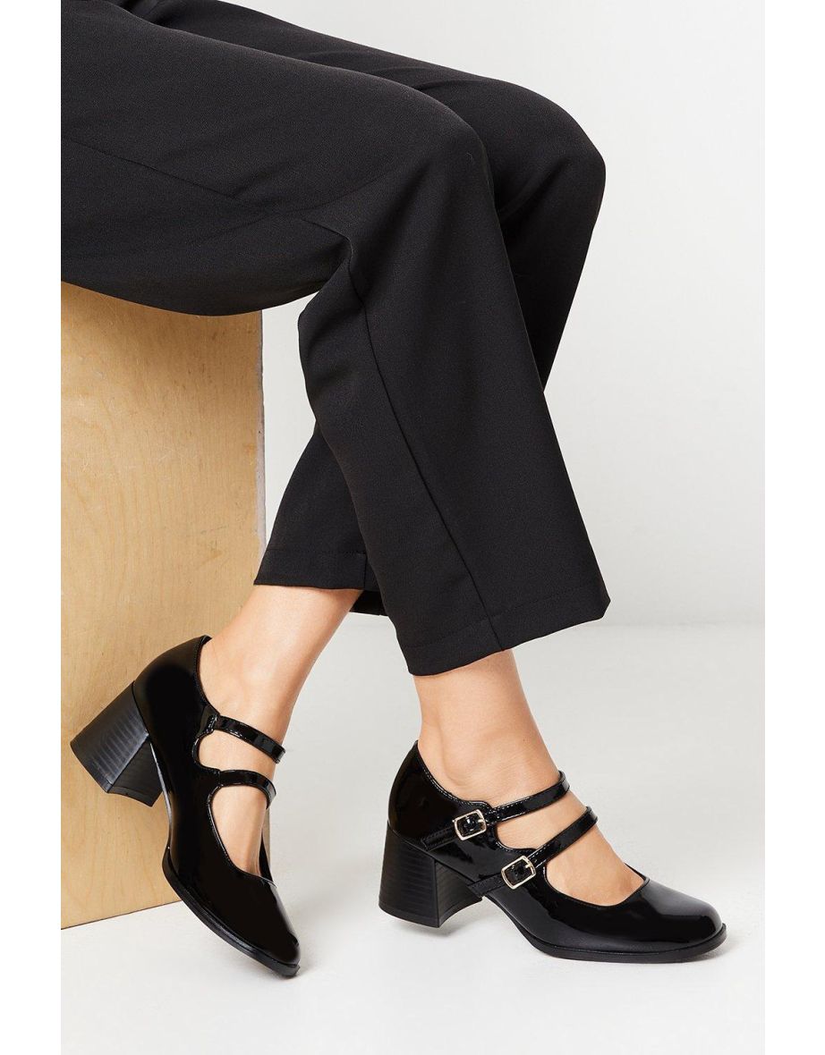 Valerie Square Toe Double Strap Mary Jane Court Shoes