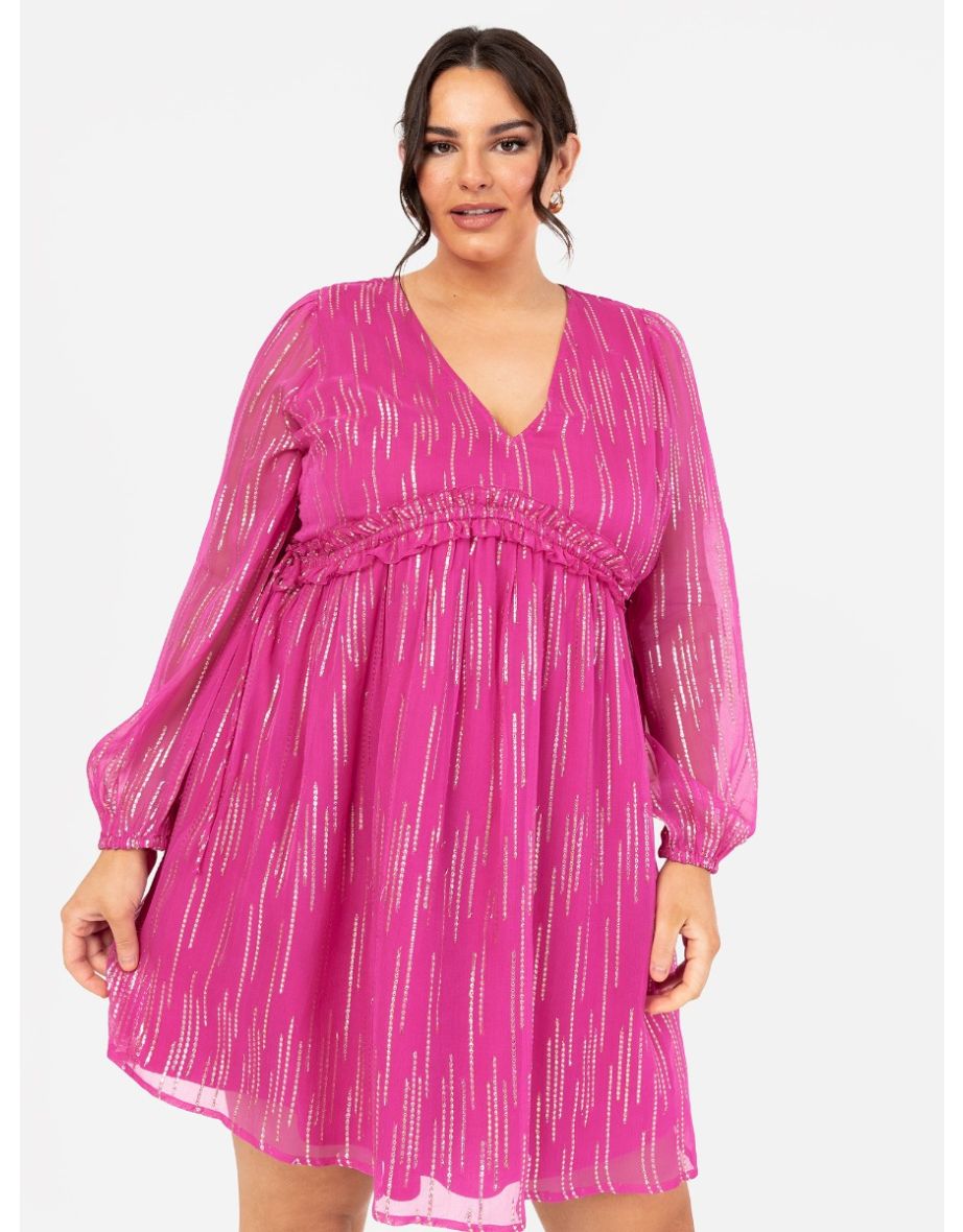 Lovedrobe Pink & Gold Midi Dress with Side Ties