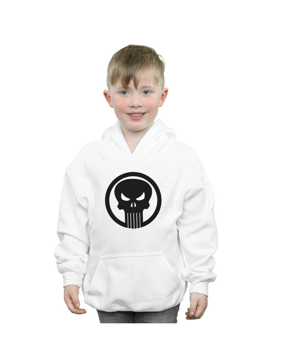 Marvel Boys The Punisher Skull Circle Hoodie - White