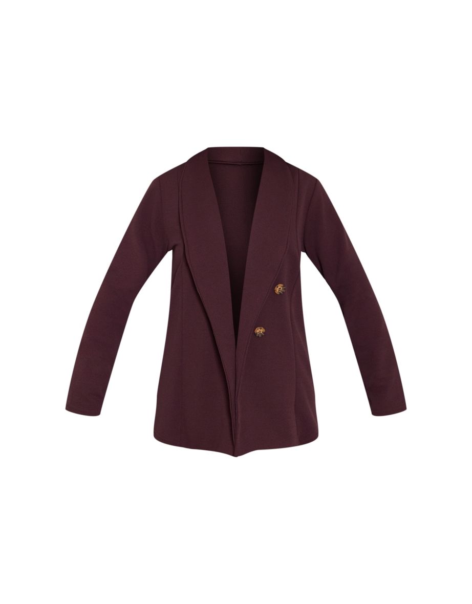 Brown Oversized Front Button Detail Blazer - 4