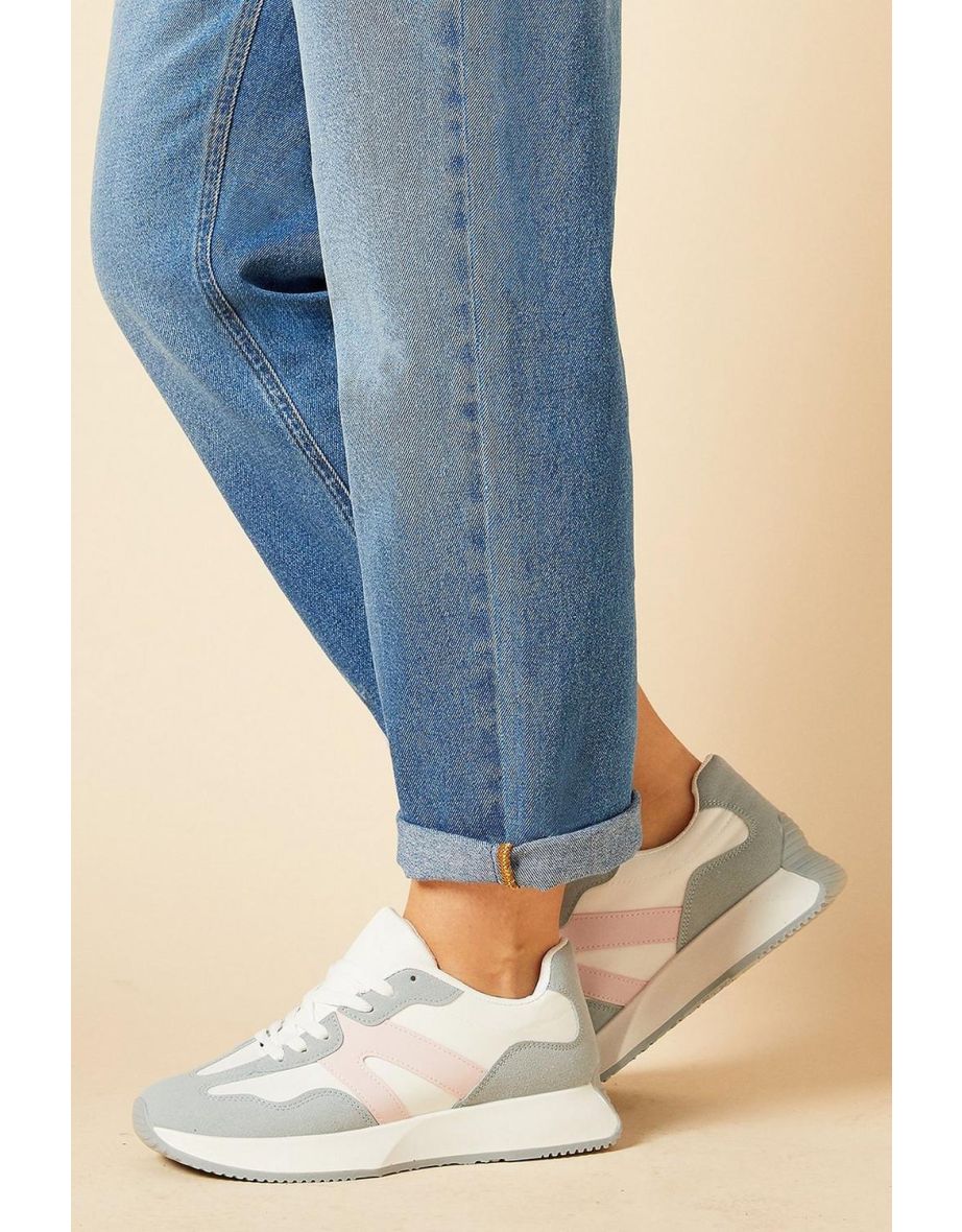 Boston Faux Suede Lace Up Trainers - 2