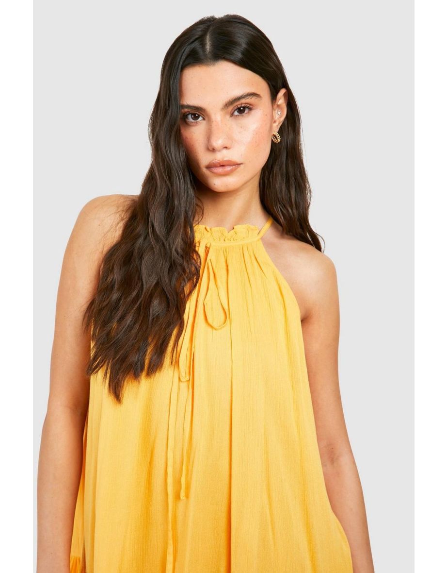 Cheesecloth Mini Smock Dress - yellow - 3