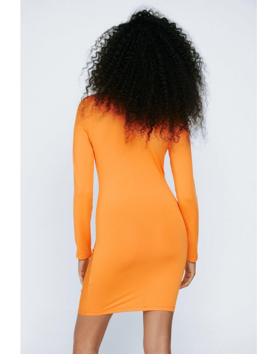 Cut Out Ruche Detail Long Sleeved Dress - 3