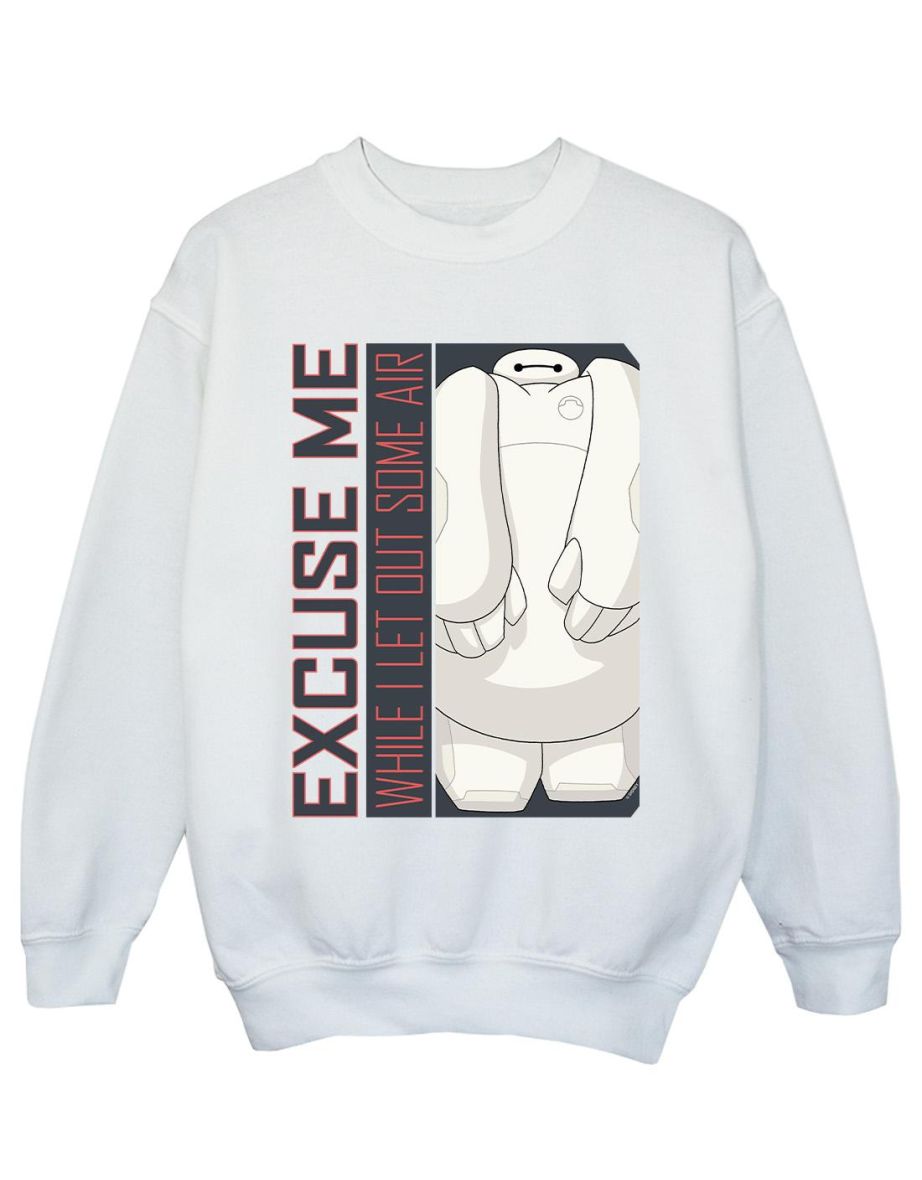 Disney Girls Big Hero 6 Baymax Excuse Me Some Air Sweatshirt - White
