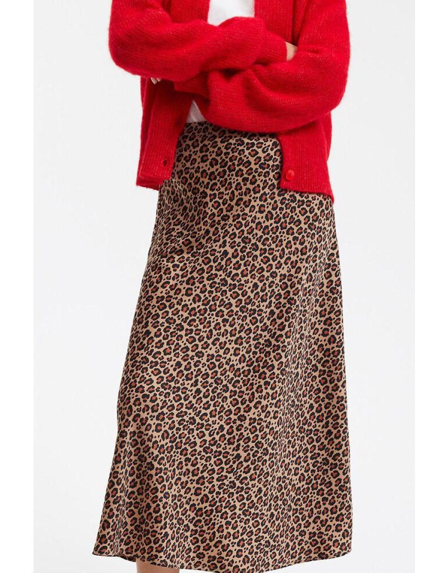 Leopard print satin wrap midaxi skirt best sale