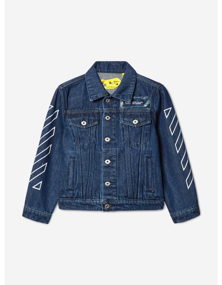 Boys Bookish Patch Denim Jacket in Blue