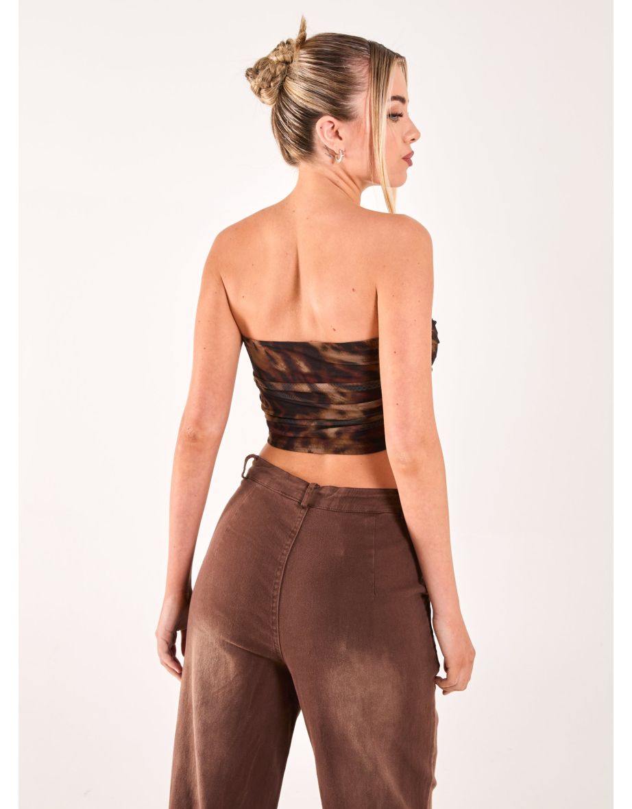 Mesh Animal Print Bandeau Top - 3