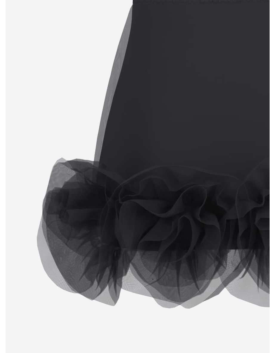 Girls Tulle Midi Skirt in Black - 3
