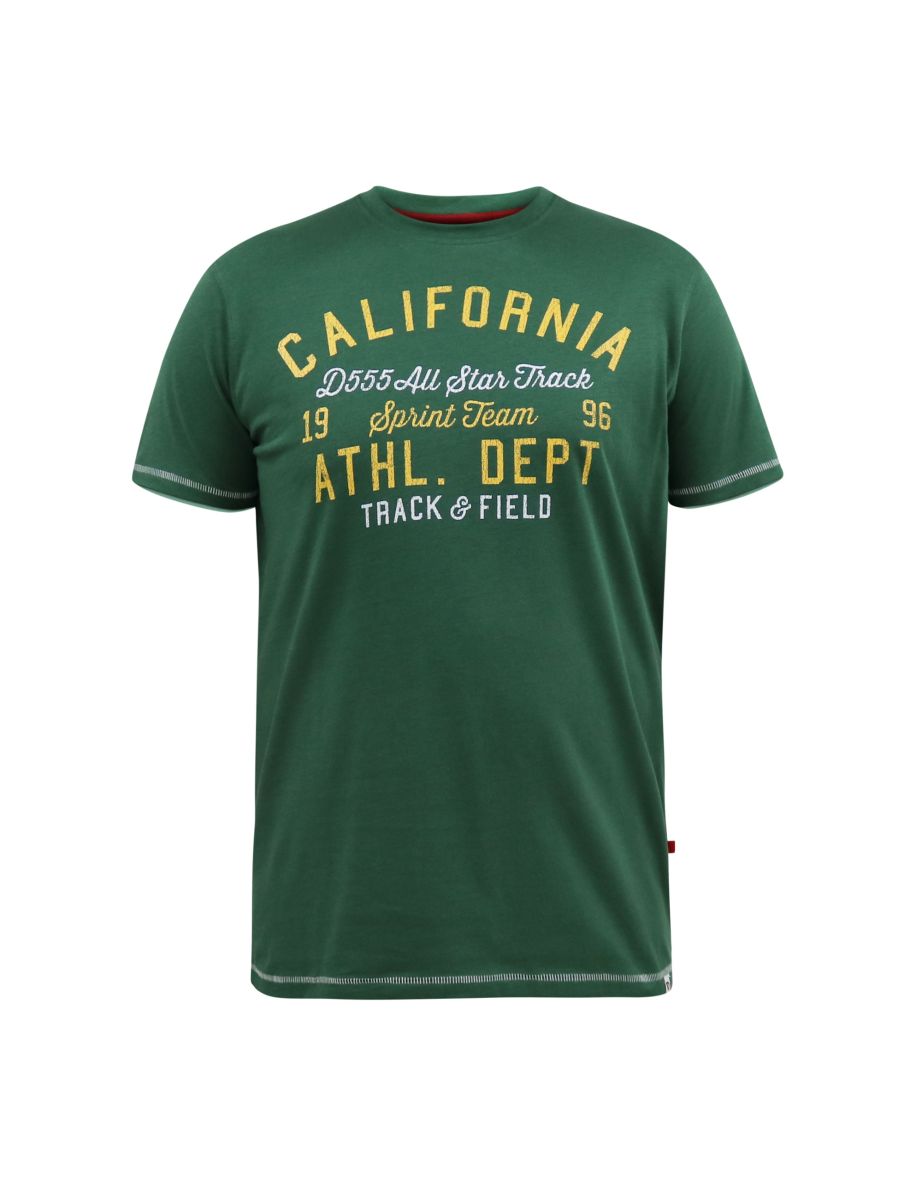 Shop D555 Mens Parnwell California Athletics Kingsize T Shirt Green Online in Bahrain VogaCloset