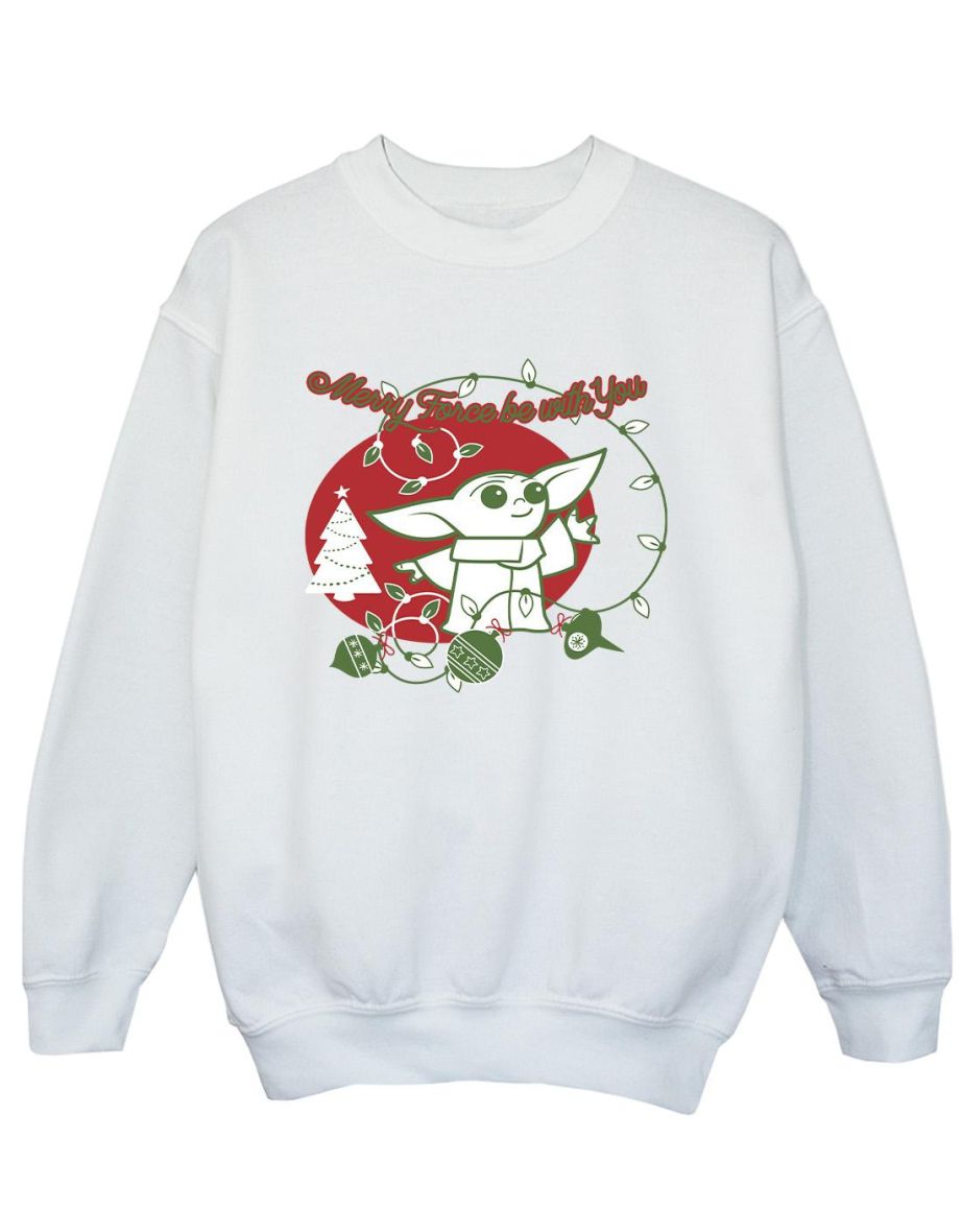 Star Wars The Mandalorian Boys Baby Yoda Force Be With You Sweatshirt - White