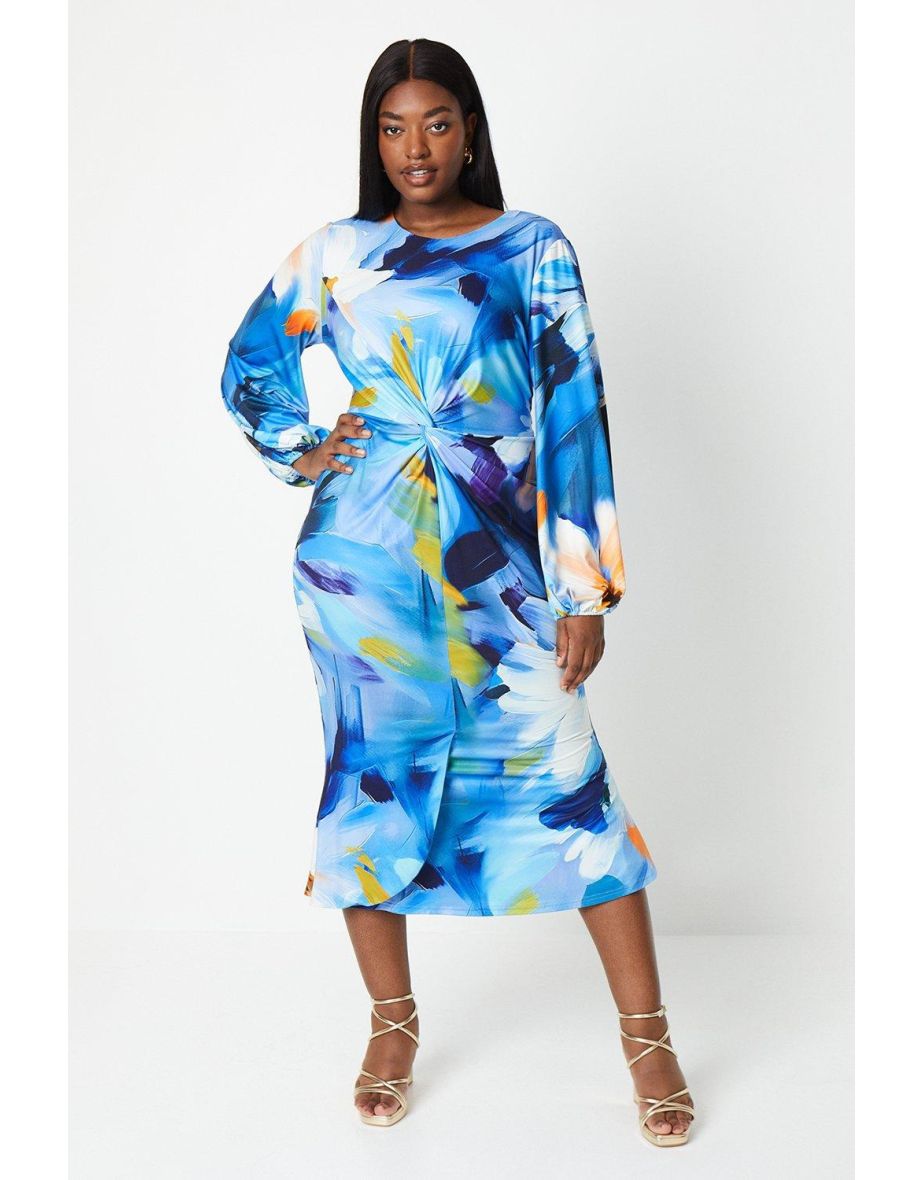 Blouson sleeve midi dress best sale