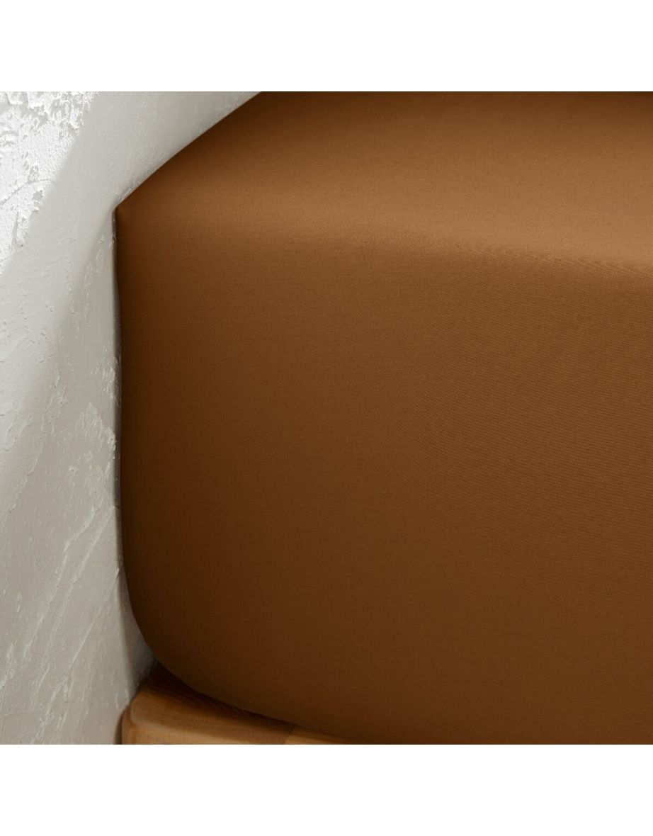Victor Plain Washed Cotton Satin Fitted Sheet - 2