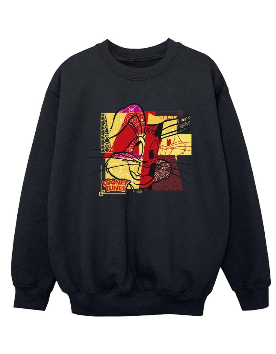 Looney Tunes Boys Bugs Bunny Rabbit New Year Sweatshirt - Black