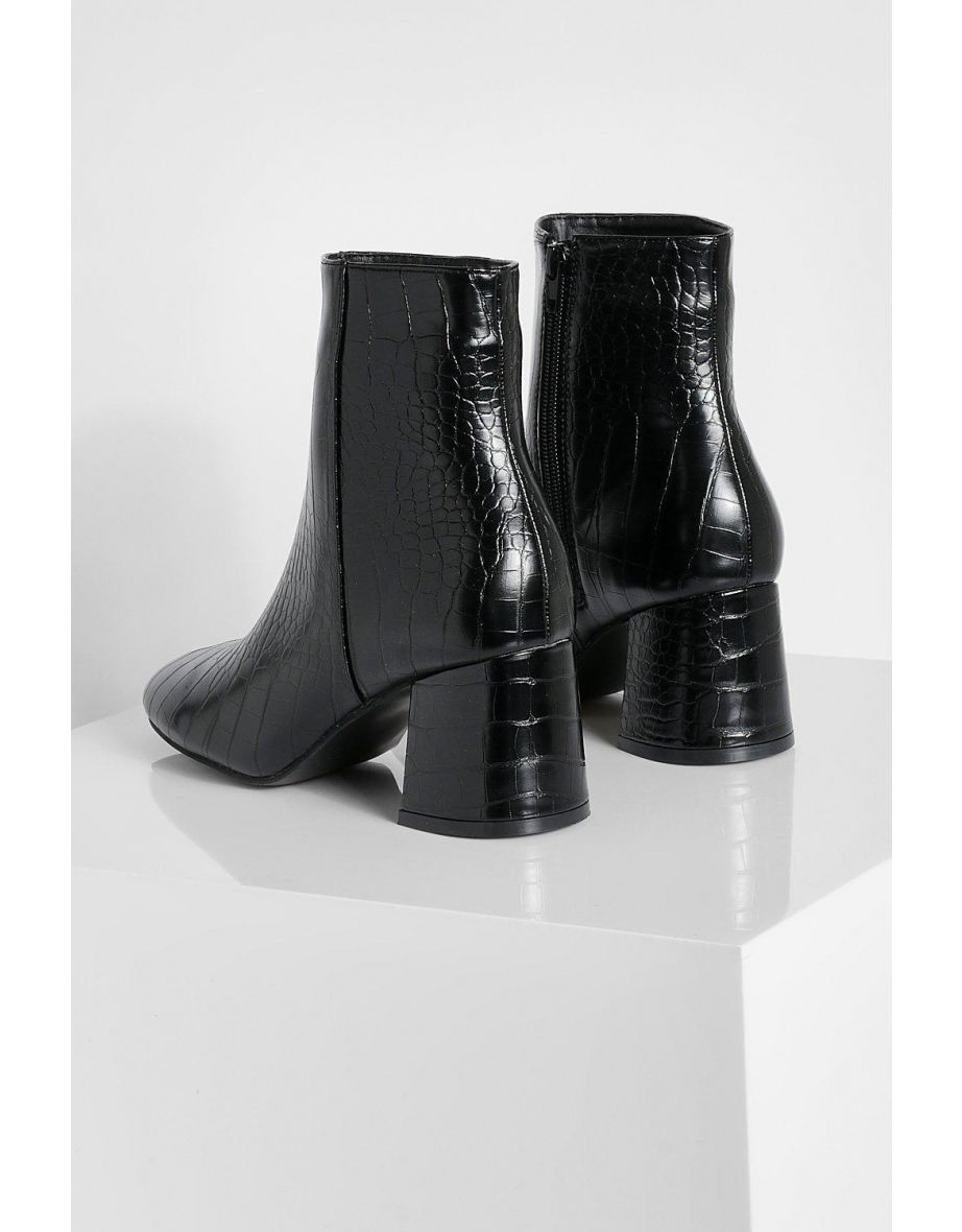 Croc Block Heel Shoe Boots - black - 3