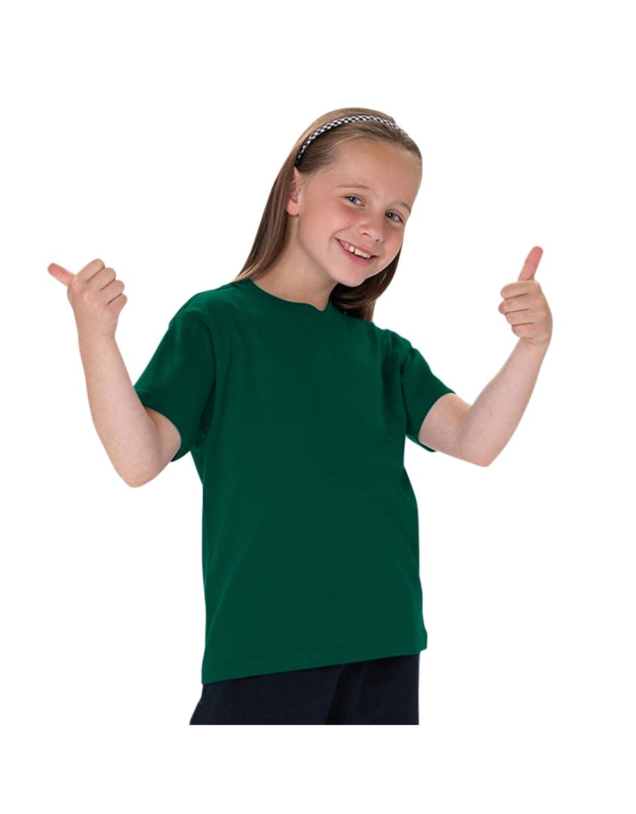 Jerzees Schoolgear Childrens Classic Plain T-Shirt (Pack of 2) - Bottle Green - 1