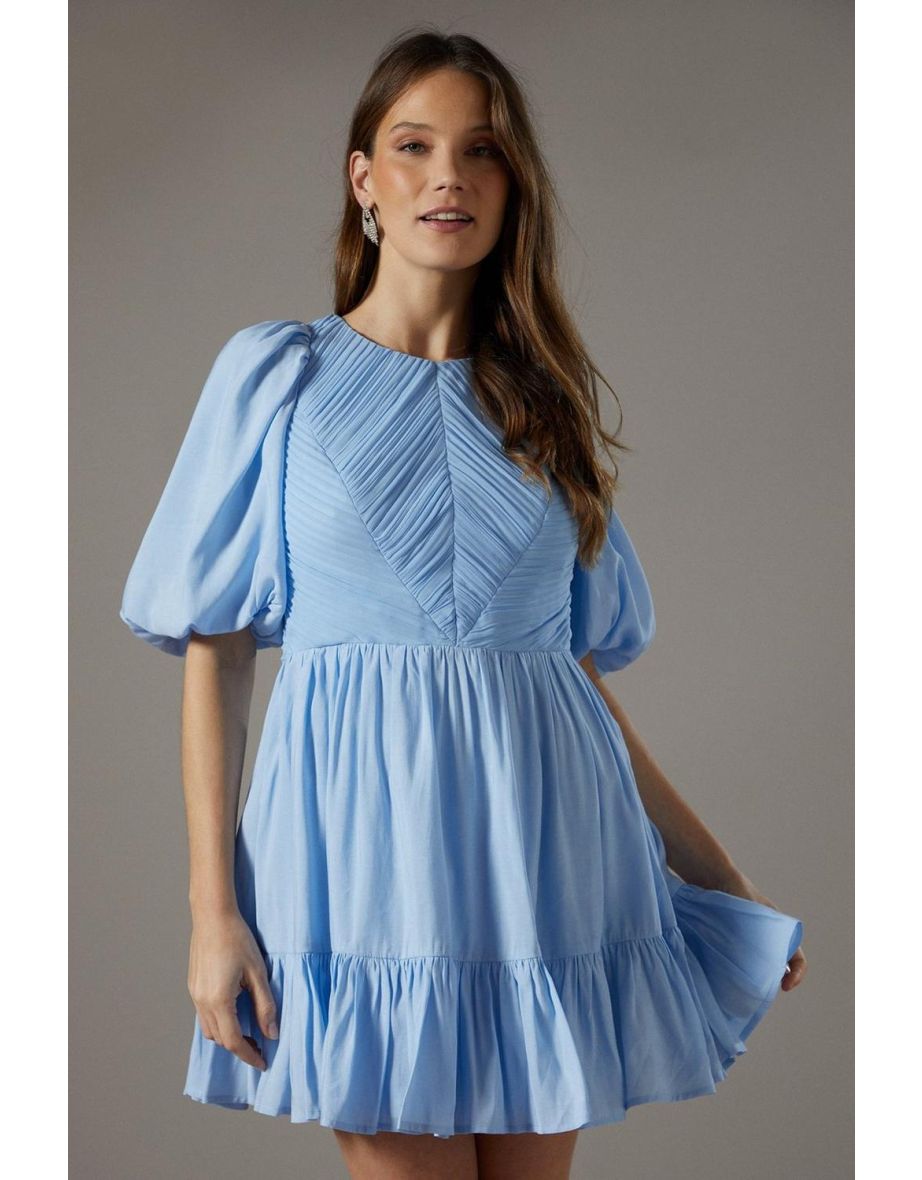 Baby Pleat Organza Mini Dress - 3