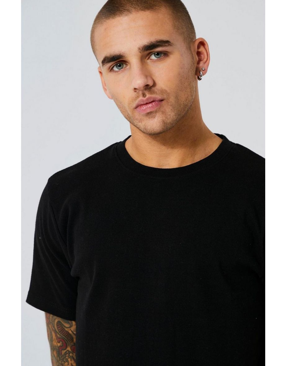 Slim Fit Ribbed T-shirt - black - 2