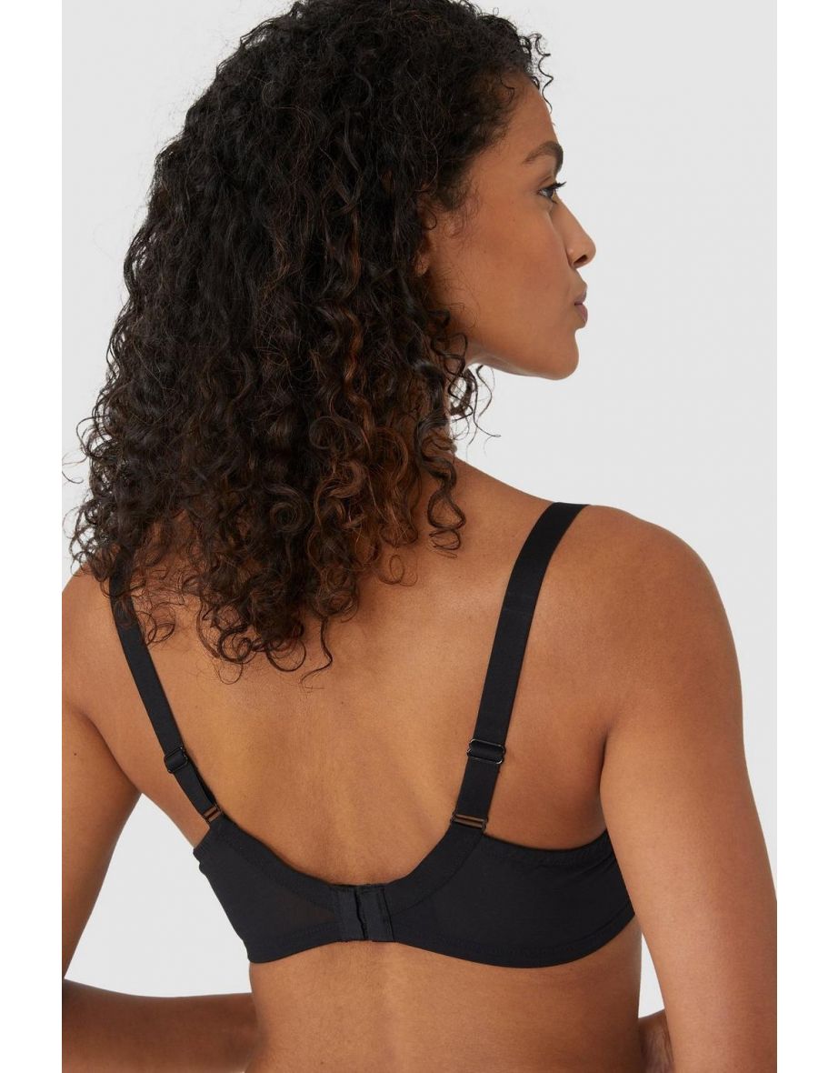 DD+ 2pp Sketchy Floral Embroidery Balcony Bra - black - 3