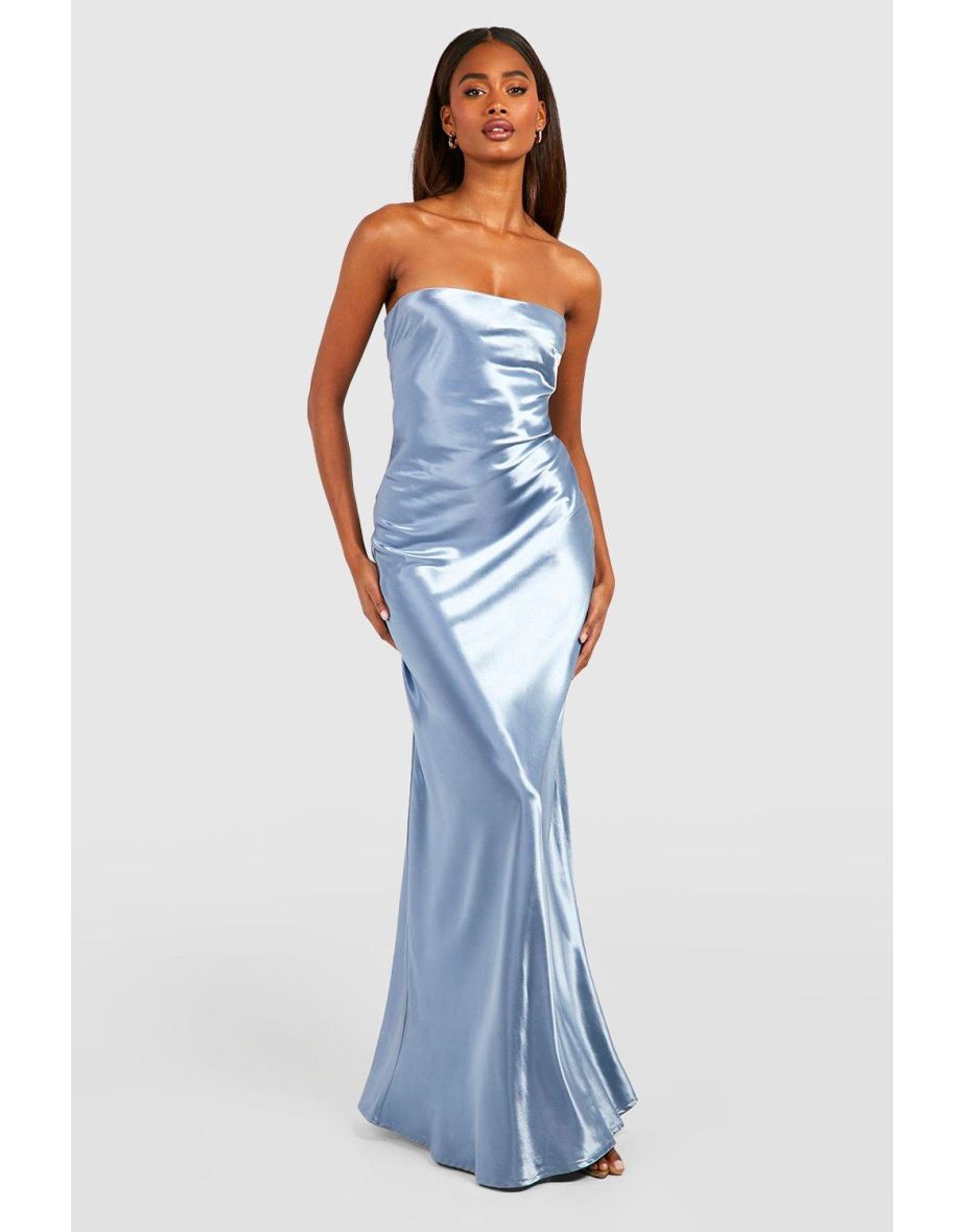 Satin bandeau hot sale maxi dress