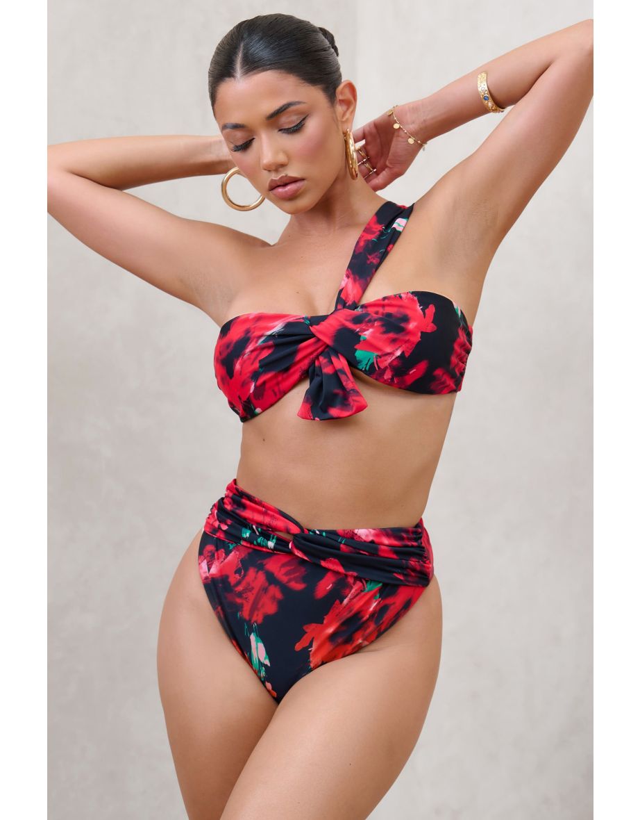 High Tide | Multi Print High Waisted Twist Front Bikini Bottoms