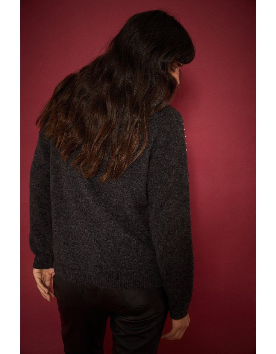 Embellished Scatter Neckline Jumper - 2
