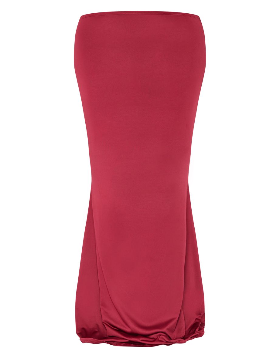 Shape Burgundy Low Rise Fishtail Maxi Skirt - 4