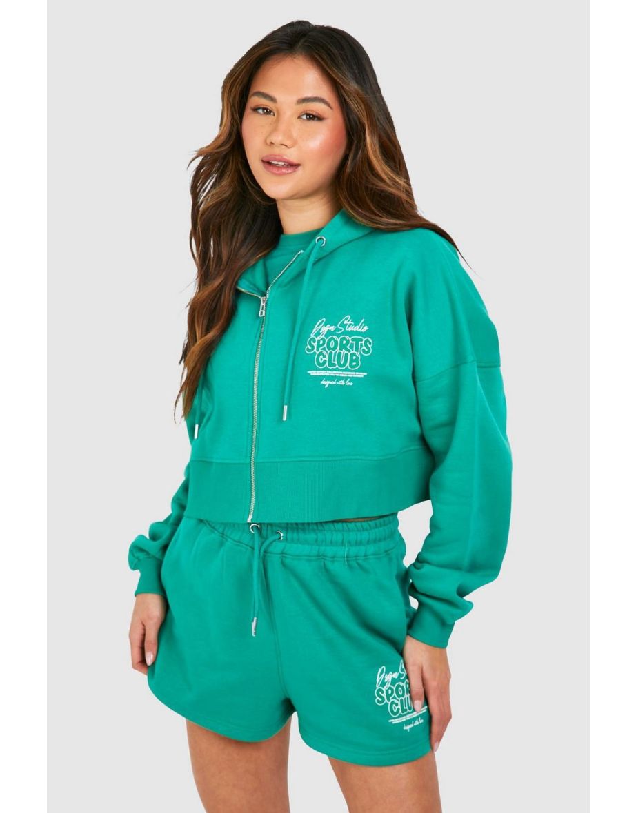 Dsgn Studio Sports Club Bubble Boxy Crop Hoodie - green