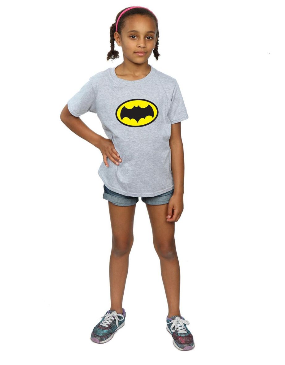 DC Comics Girls Batman TV Series Logo Cotton T-Shirt - Sports Grey - 3