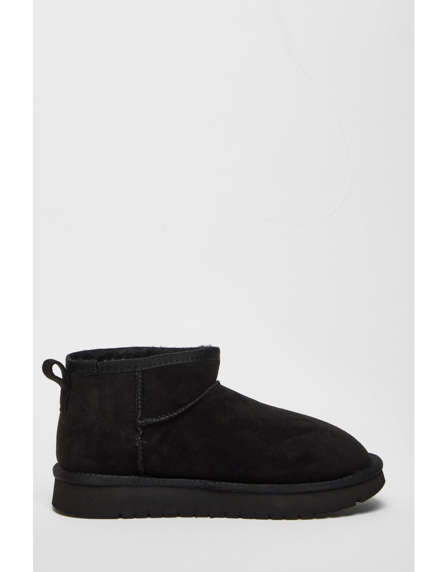 Black Faux Suede Diamante Ankle Boots - 4