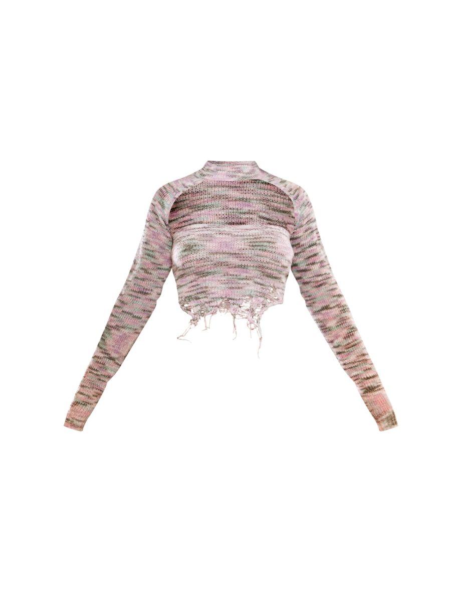 Multi Space Dye Knit Bandeau Top & Sleeves - 4