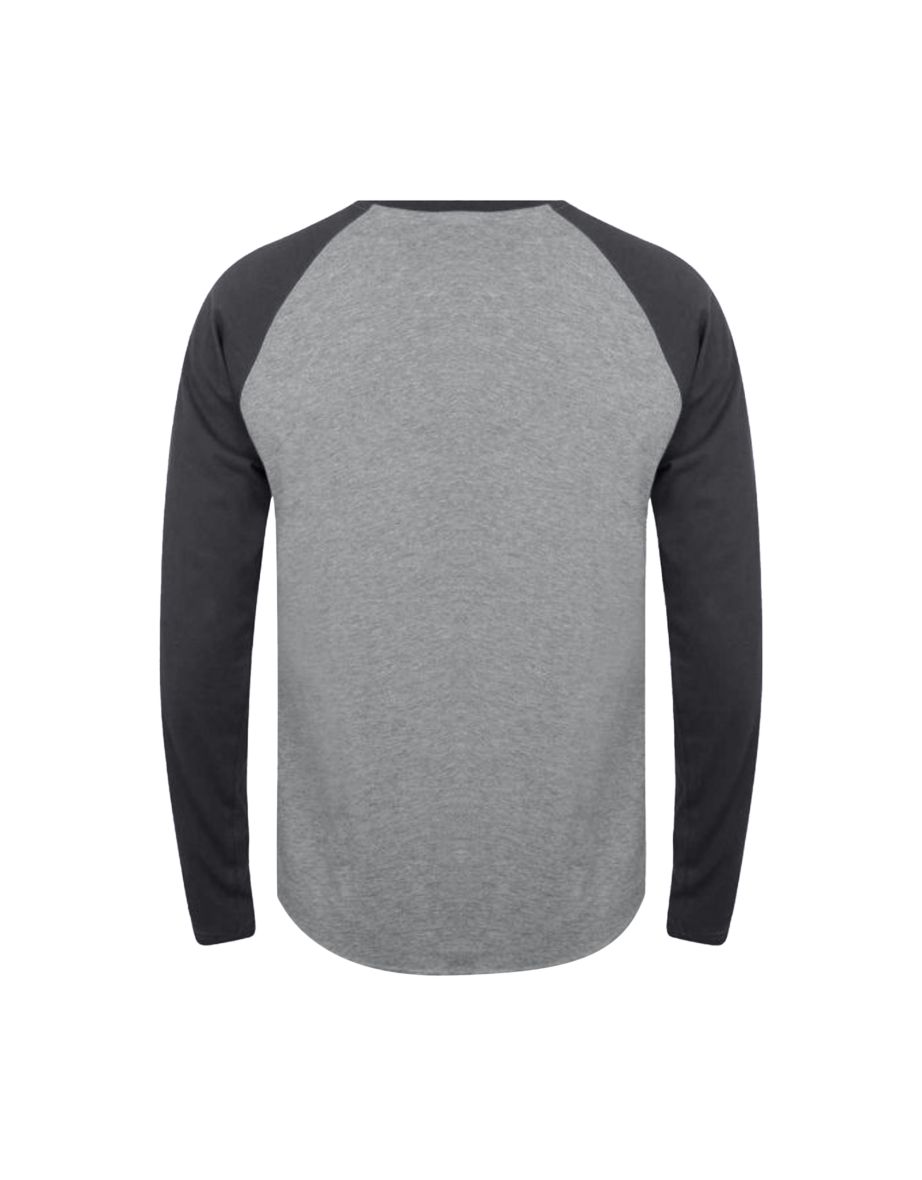 Tee Jays Mens Long Sleeve Baseball T-Shirt - Heather Grey/Navy - 1