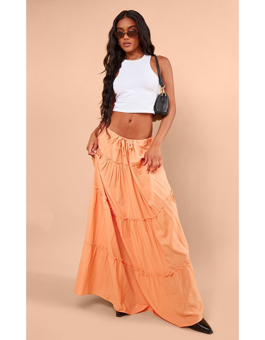 Drawstring waist tiered skirt hotsell