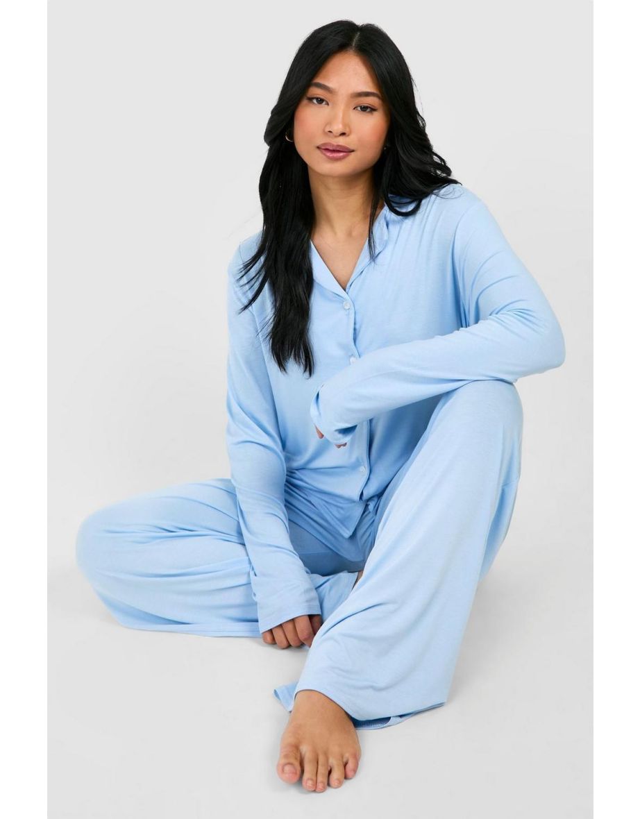 Petite Long Sleeve Pyjama Set - baby blue